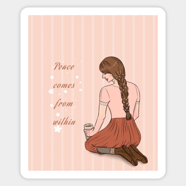 Peace comes from within Sticker by Tabitha Illustrations and Graphic designs